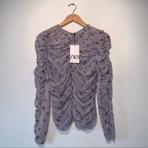 NWT Zara Printed Blouse with details